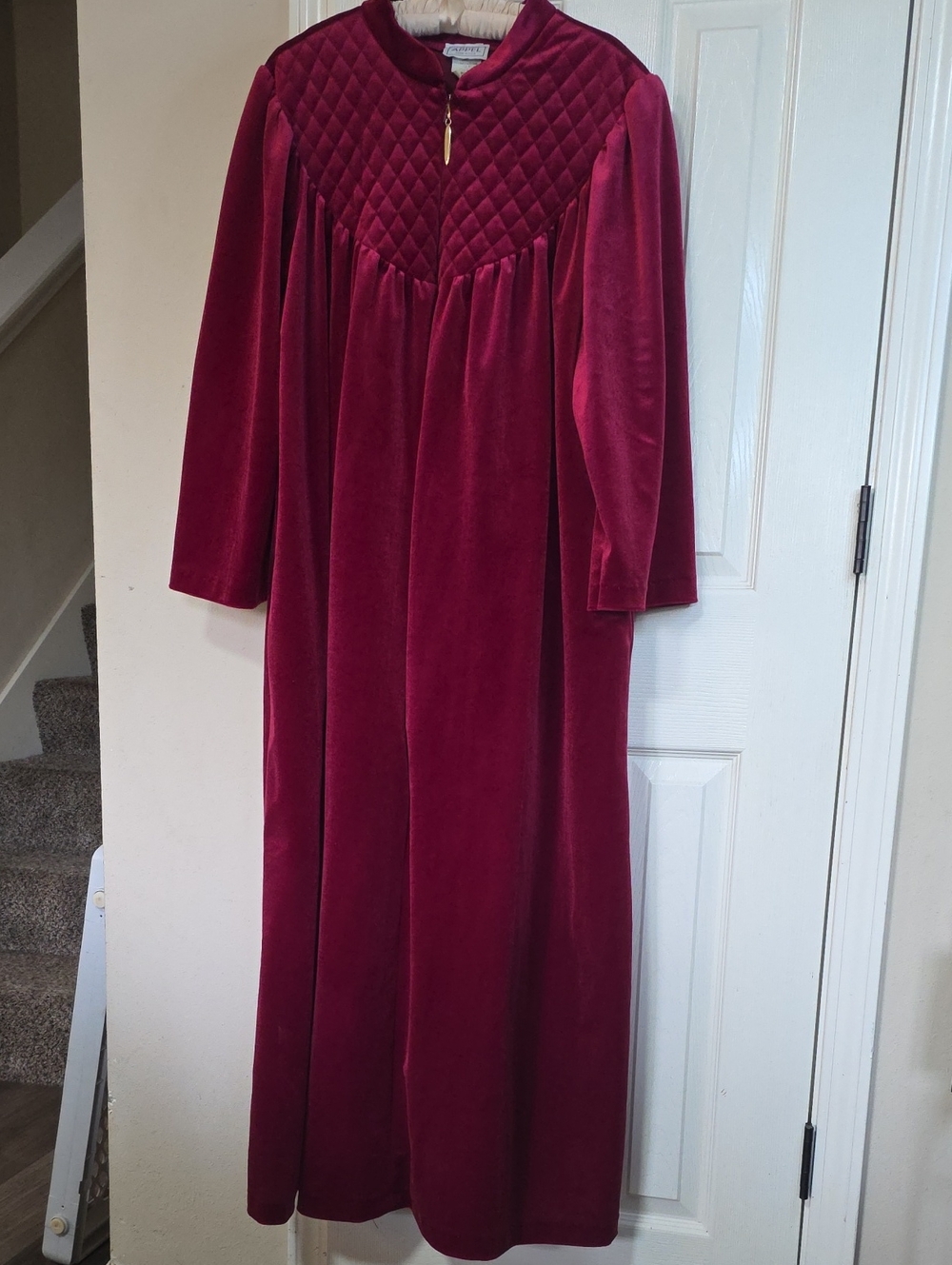 Women's Velvet Long Robe - Burgundy PTP. 26 Maxi